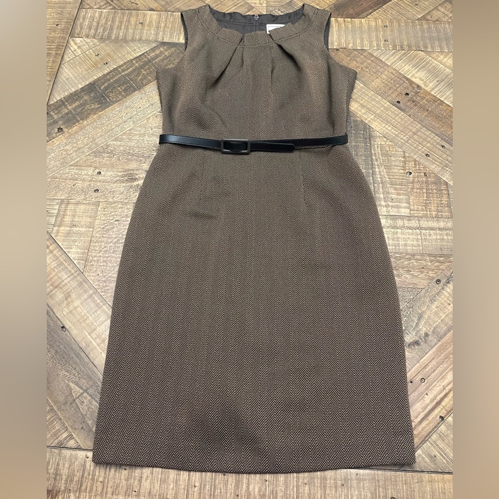 Karin Stevens Brown Midi Dress with Black Accents